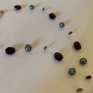 Black pearl and semiprecious stone necklace